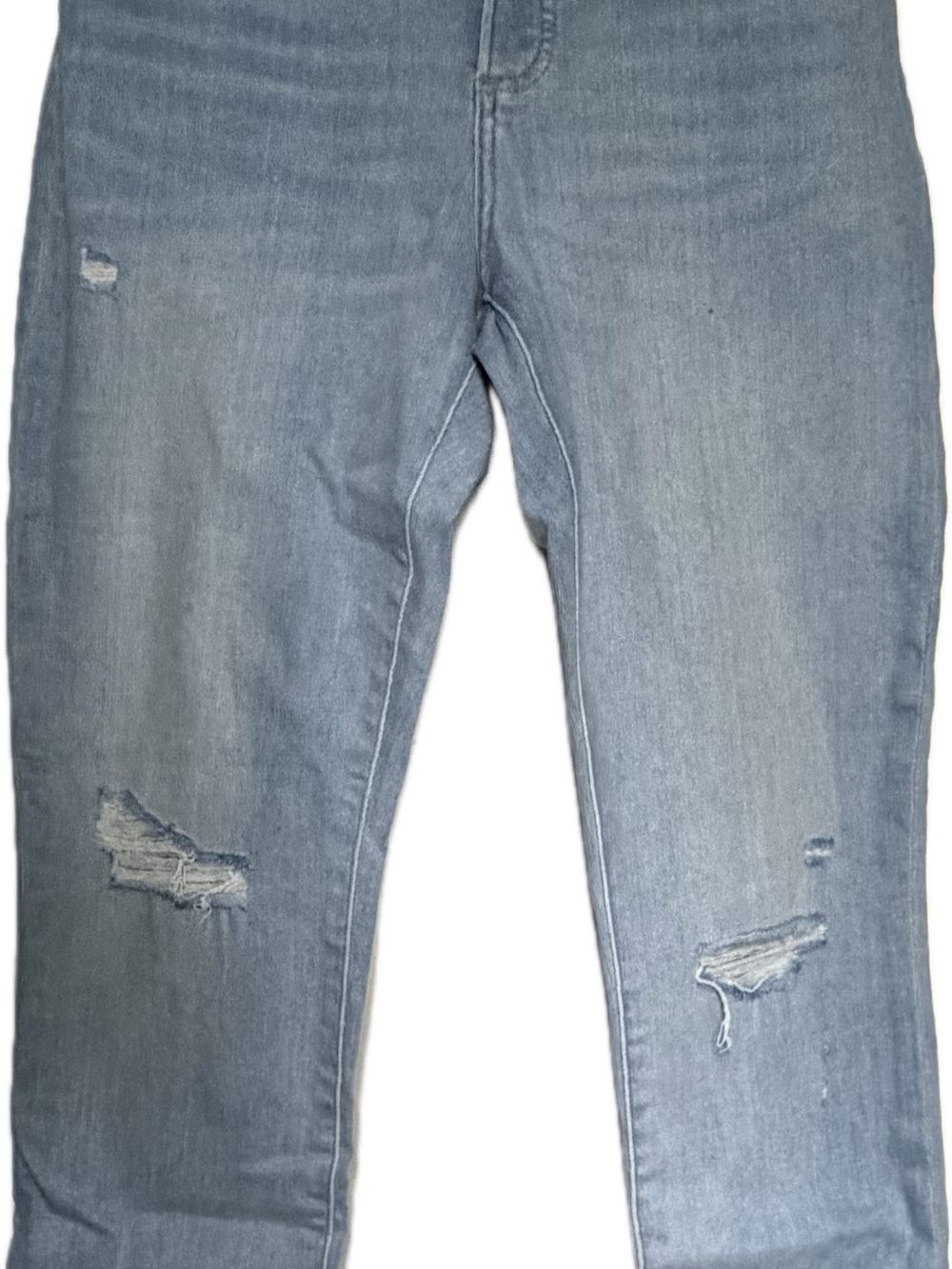 Express Curvy Midrise Light Blue Distressed Skinny Jeans
